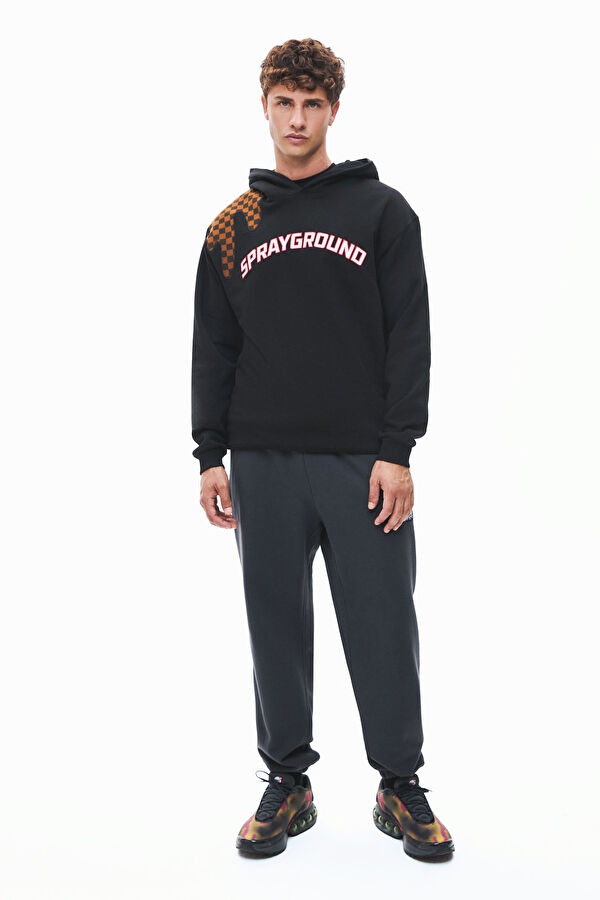 Relax Kalıp Siyah Kapuşonlu Erkek Sweatshirt 3