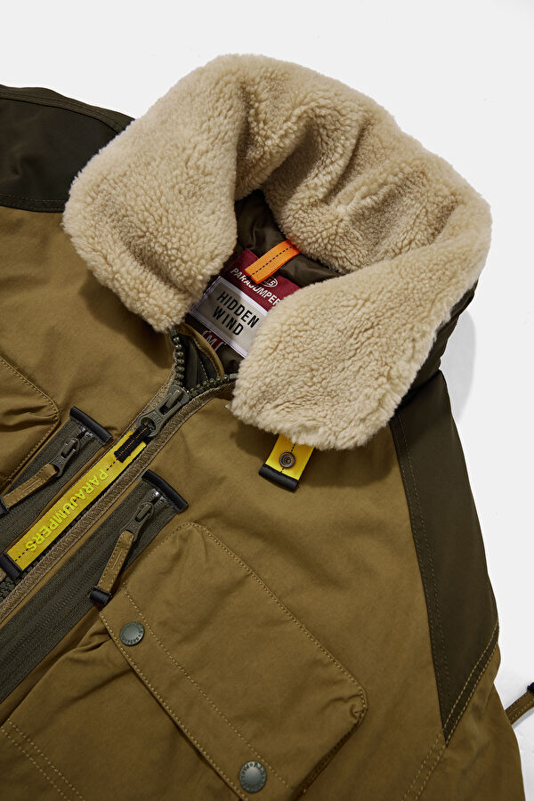 Khaki Men's Faux Fur Collar Parka 3