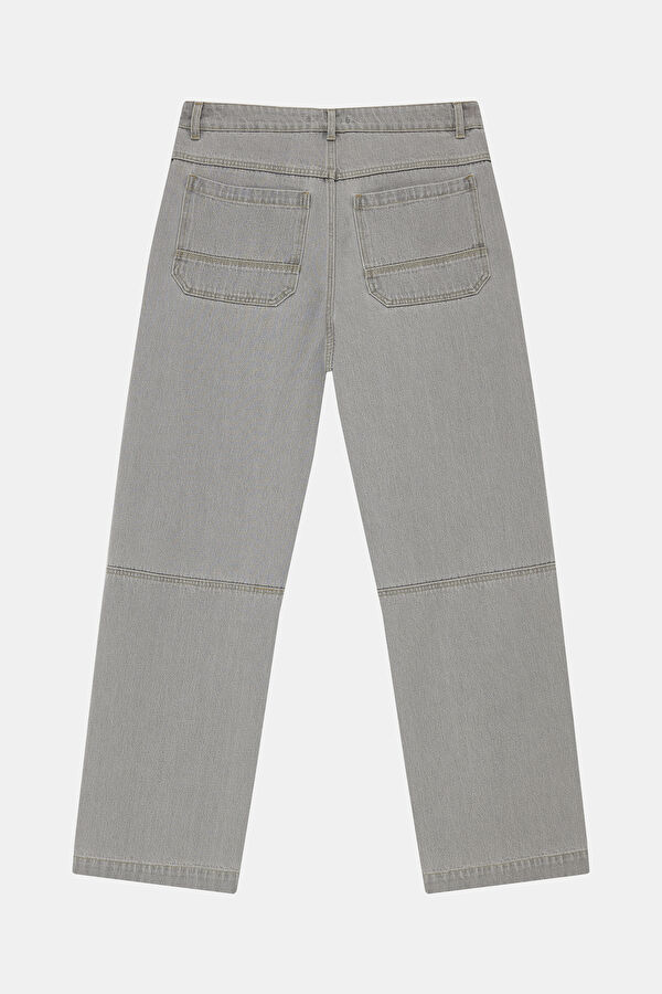 Gri Bol Paça Jean Erkek Pantolon 2