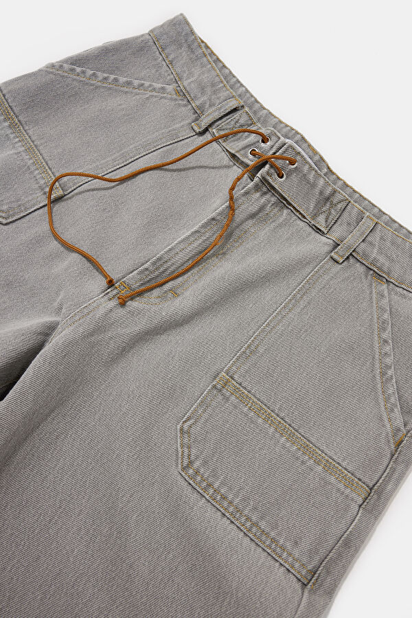 Gri Bol Paça Jean Erkek Pantolon 3