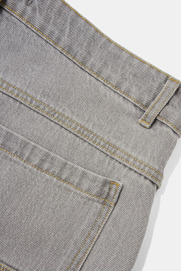 Gri Bol Paça Jean Erkek Pantolon 4