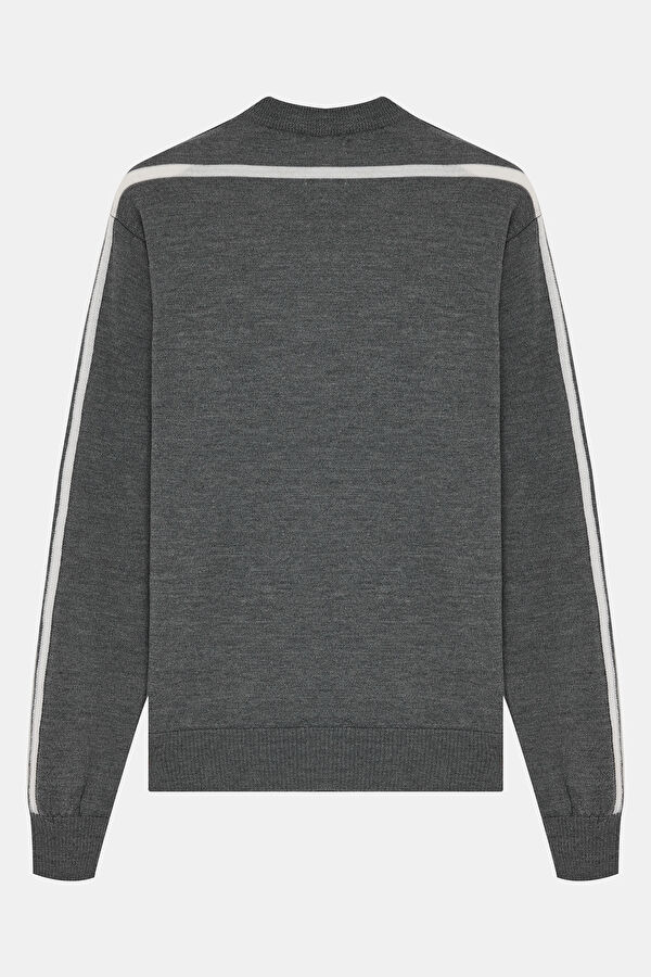 Dark Grey Wool Knit Men's Sweater 2