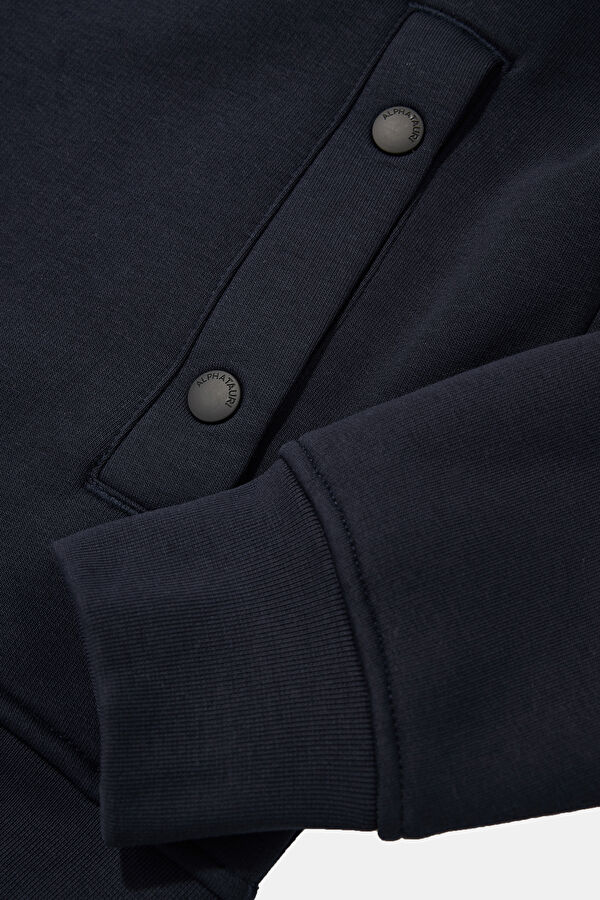 Navy Relax Fit Hooded Men's Sweatshirt 4