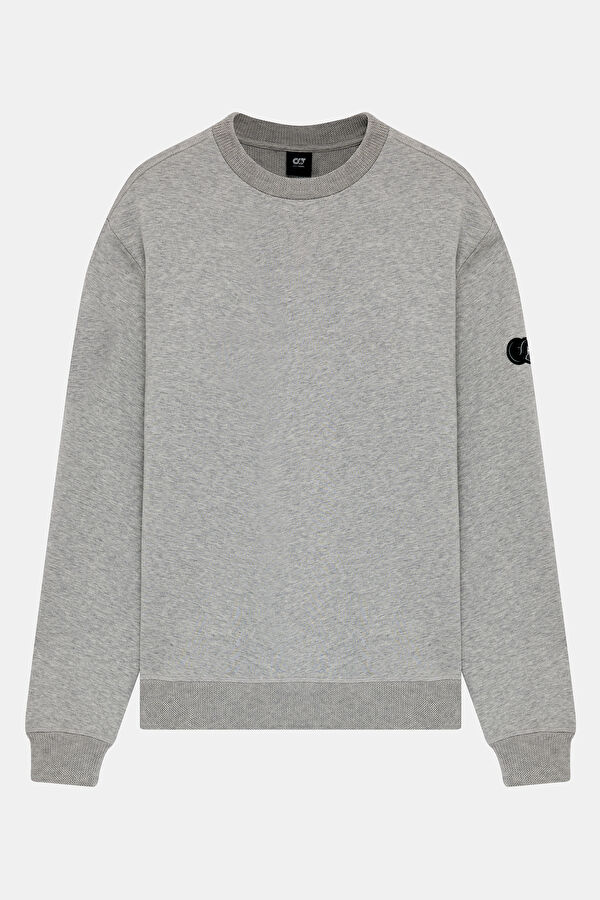 Lacivert Relax Kalıp Bisiklet Yaka Erkek Sweatshirt