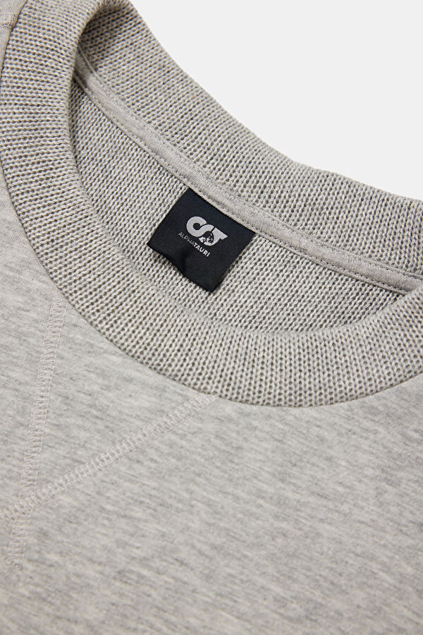 Lacivert Relax Kalıp Bisiklet Yaka Erkek Sweatshirt 3