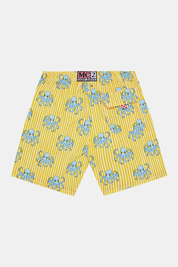 Yellow Patterned Elastic Men's Swimsuit 2