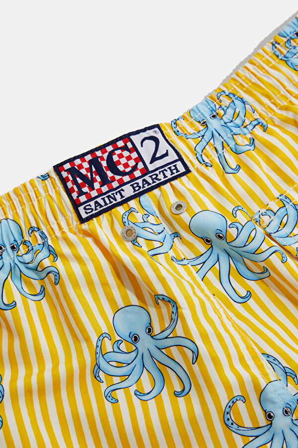 Yellow Patterned Elastic Men's Swimsuit 4