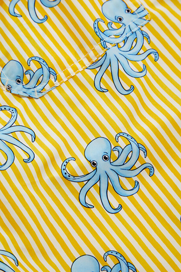 Yellow Patterned Elastic Men's Swimsuit 5