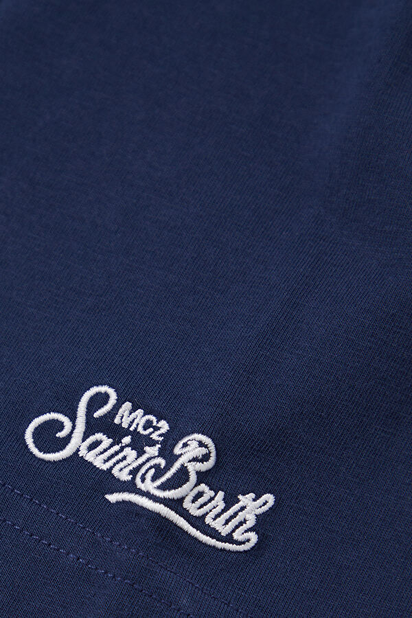 Relax Fit Navy Crew Neck Embroidered Men's T-Shirt 5