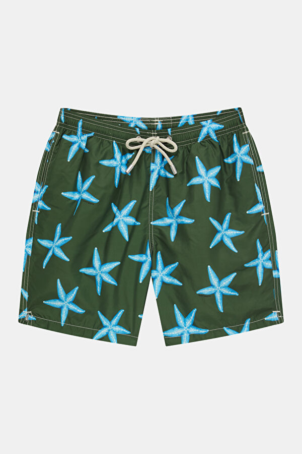 Khaki Patterned Elastic Swimsuit