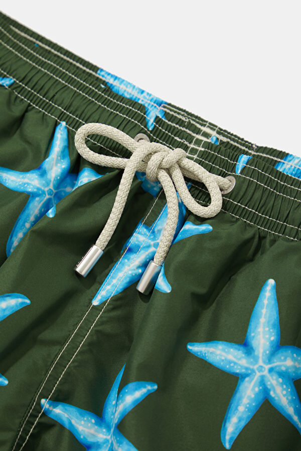 Khaki Patterned Elastic Swimsuit 3