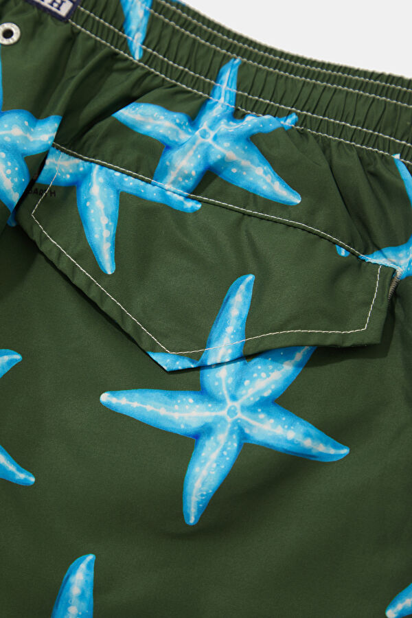 Khaki Patterned Elastic Swimsuit 5