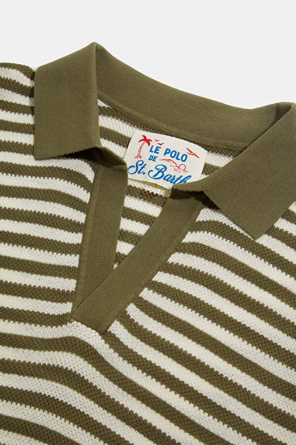 Khaki Striped Knit Men's Sweater 3