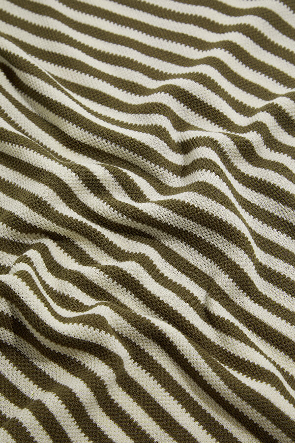 Khaki Striped Knit Men's Sweater 4