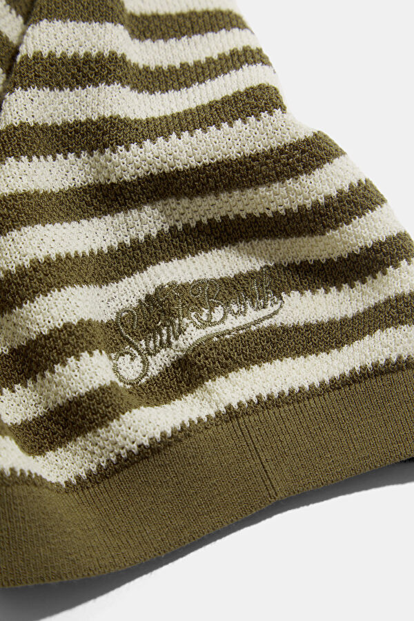 Khaki Striped Knit Men's Sweater 5