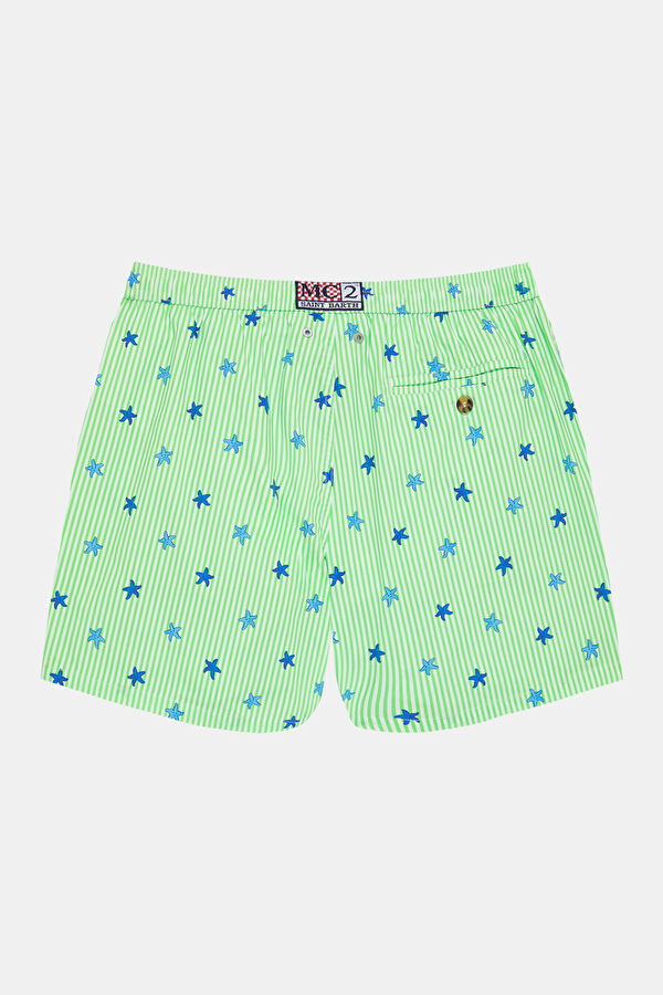 Green Patterned Elastic Men's Swimsuit 2