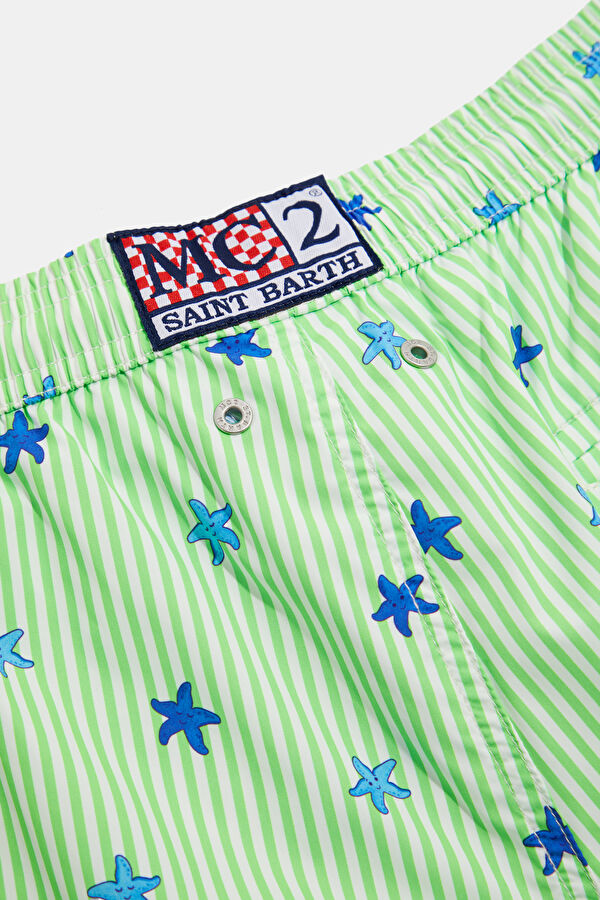Green Patterned Elastic Men's Swimsuit 5