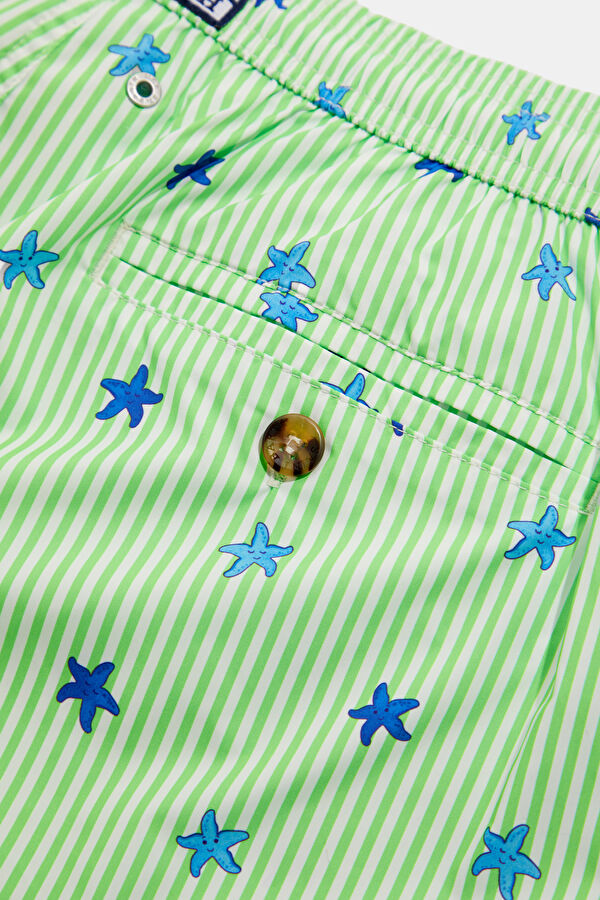 Green Patterned Elastic Men's Swimsuit 6