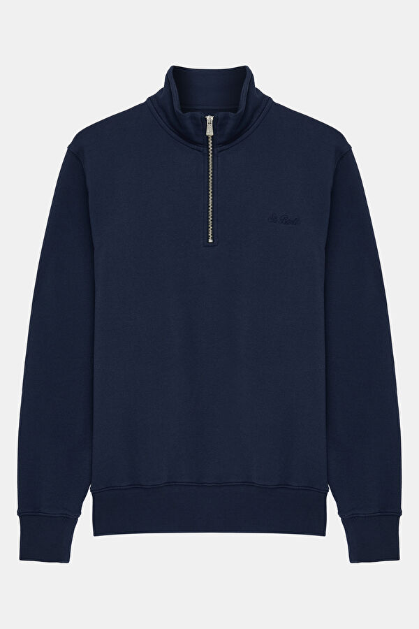 Lacivert Dik Yaka Erkek Sweatshirt