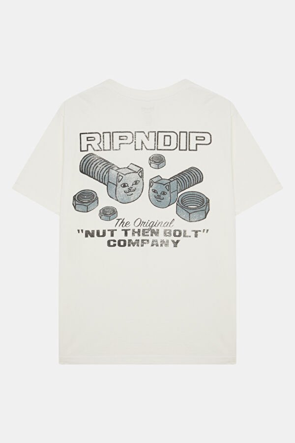 Relax Kalıp Ekru Bisiklet Yaka Baskılı Erkek T-Shirt 2