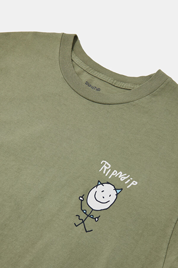 Relax Kalıp Gri Bisiklet Yaka Baskılı Erkek T-Shirt 3