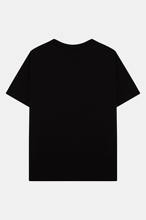 Relaxed Fit Black Crew Neck Printed Men's T-Shirt 2