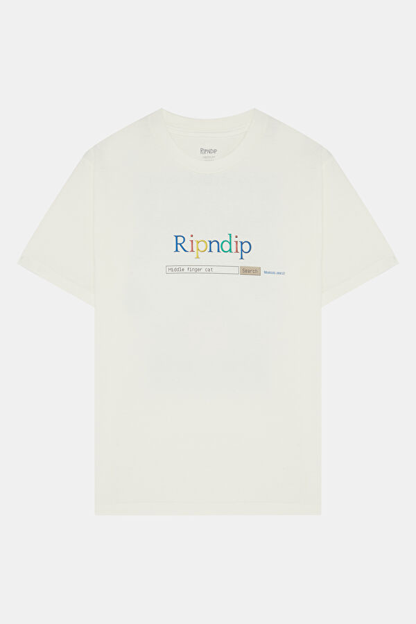 Relax Kalıp Krem Bisiklet Yaka Baskılı Erkek T-Shirt