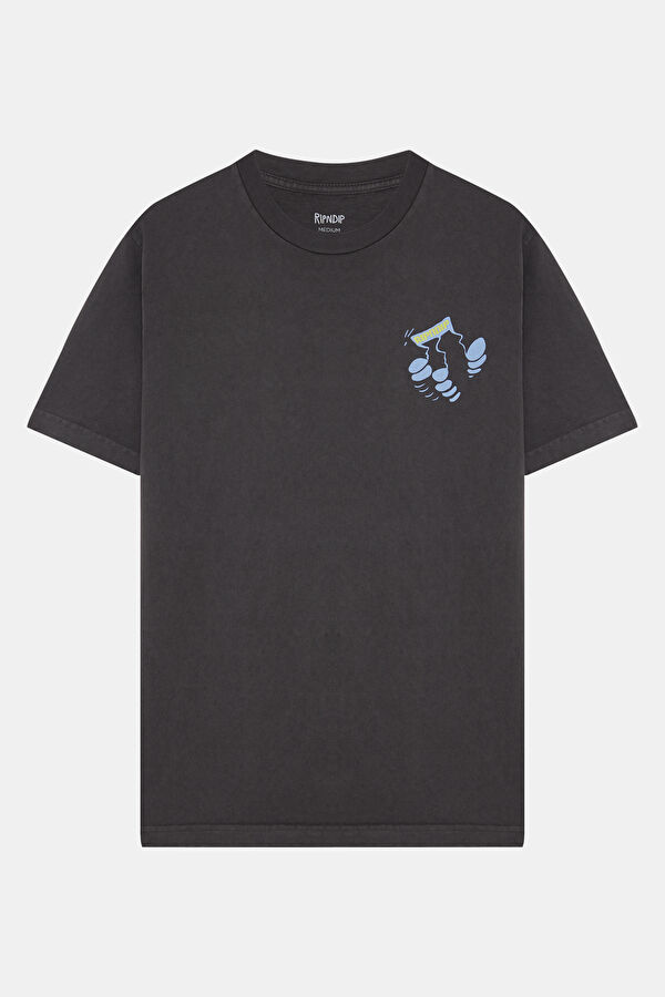 Relax Kalıp Antrasit Bisiklet Yaka Baskılı Erkek T-Shirt