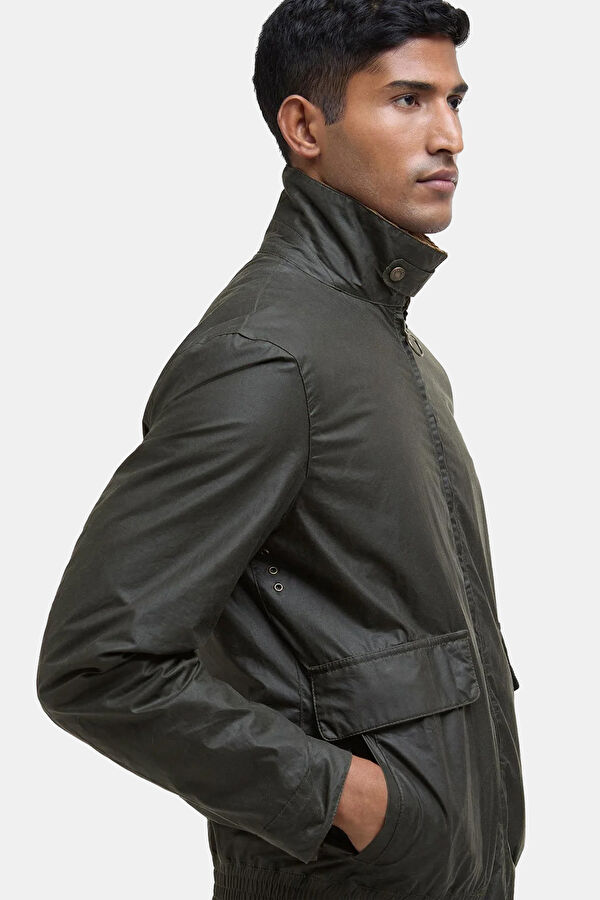 Newbury Wax Khaki Zip-Up Men's Jacket 5
