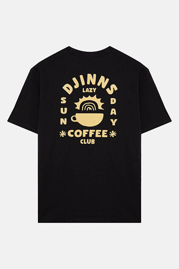 Relax Kalıp Siyah Bisiklet Yaka Baskılı Erkek T-Shirt 2