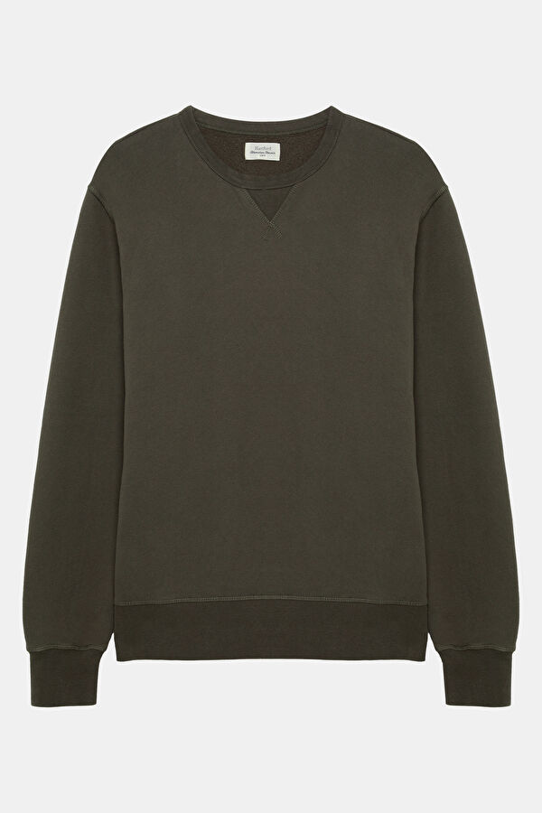 Kahve Bisiklet Yaka Erkek Sweatshirt
