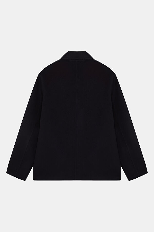 Navy Blue Buttoned Wool Men's Jacket 2