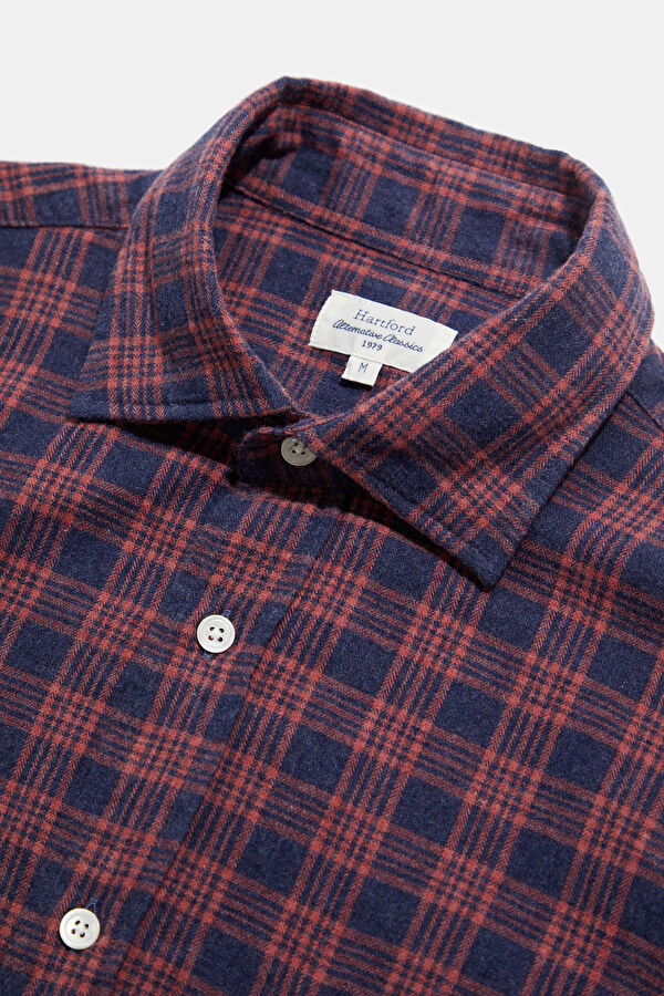Navy Blue Plaid Flannel Men's Shirt 5