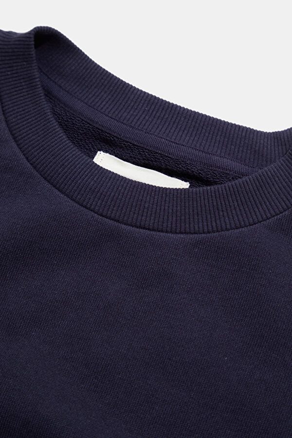 Lacivert Relax Kalıp Bisiklet Yaka Erkek Sweatshirt 3