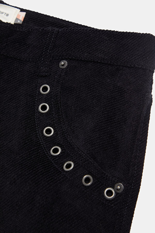 Siyah Bol Paça Pamuk Elastan Jean Erkek Pantolon 4