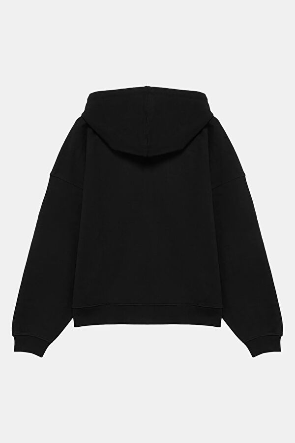 Black Hooded Women's Sweatshirt 2