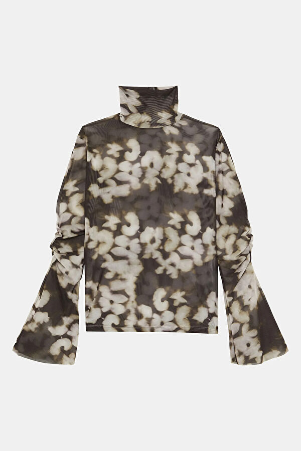 Sienna Mesh Multicolored Patterned Long-Sleeved Women's Blouse