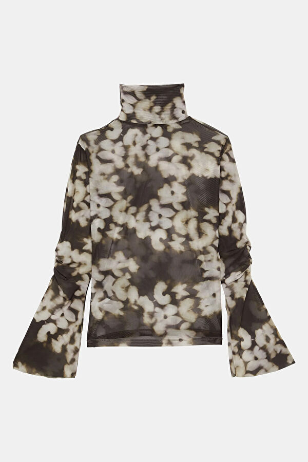 Sienna Mesh Multicolored Patterned Long-Sleeved Women's Blouse 2