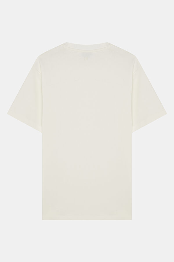 Relax Kalıp Ekru Bisiklet Yaka Erkek T-Shirt 2