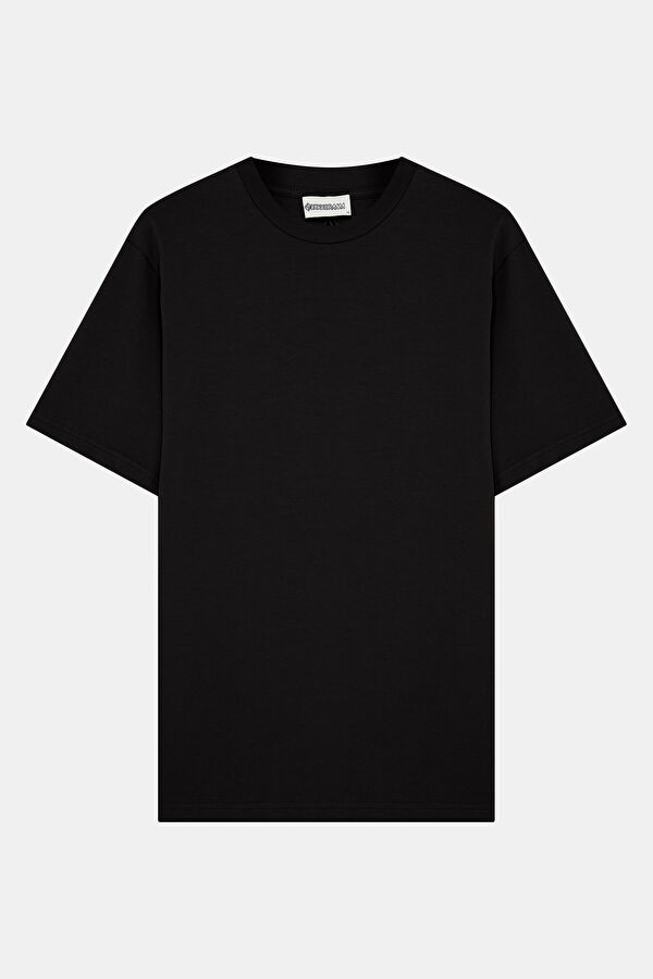 Relax Kalıp Siyah Bisiklet Yaka Erkek T-Shirt 4