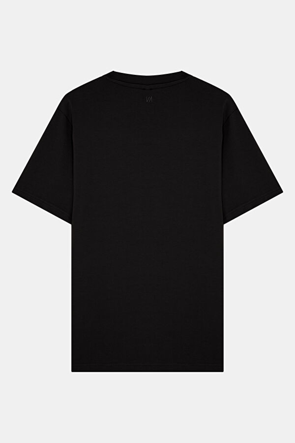 Relax Kalıp Siyah Bisiklet Yaka Erkek T-Shirt 5