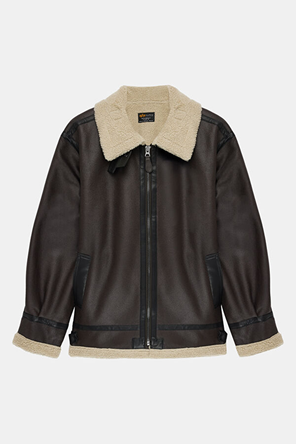 Brown Men's Faux Fur Collar Coat 4