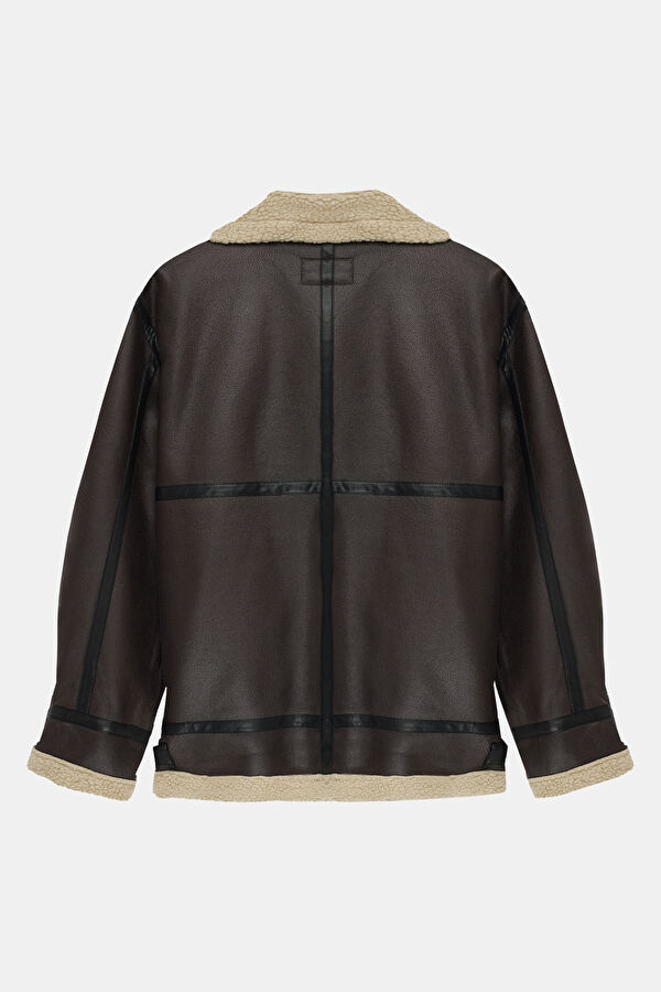 Brown Men's Faux Fur Collar Coat 5