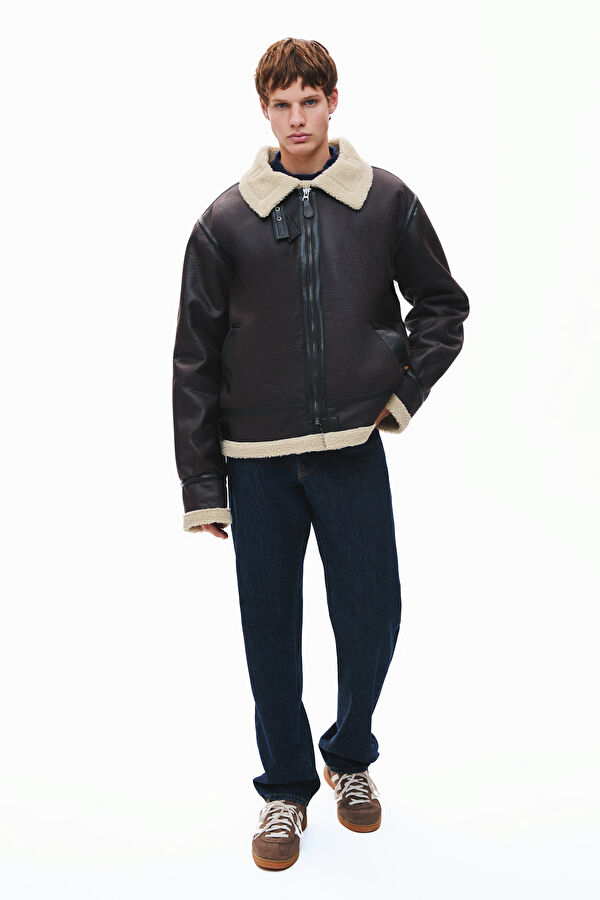 Brown Men's Faux Fur Collar Coat 3