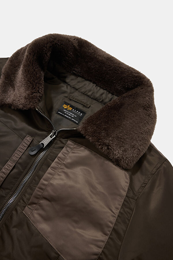 Brown Men's Faux Fur Collar Coat 3
