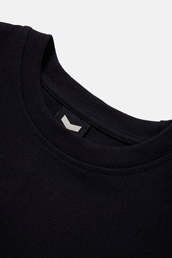 Relaxed Fit Black Crew Neck Printed Men's T-Shirt 3