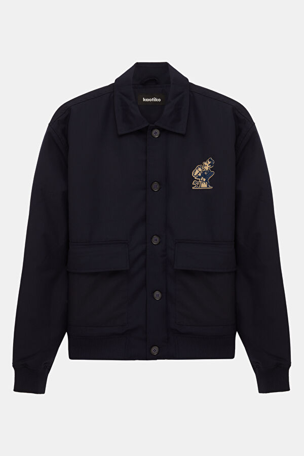 Navy Blue Snap Button Men's Jacket