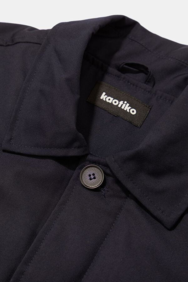 Navy Blue Snap Button Men's Jacket 3