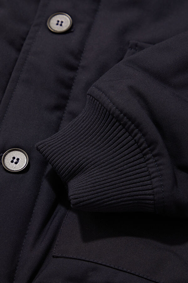 Navy Blue Snap Button Men's Jacket 5