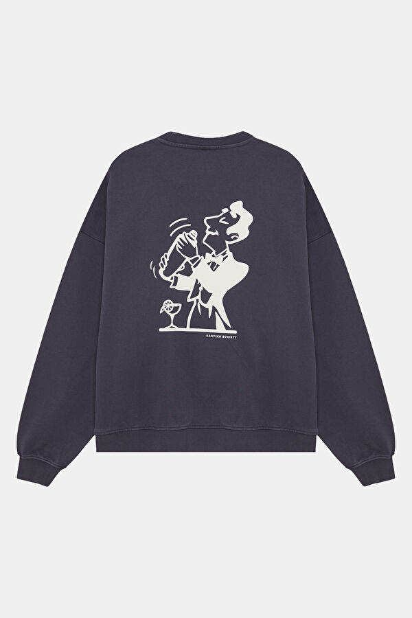 Lacivert Relax Kalıp Bisiklet Yaka Erkek Sweatshirt 2